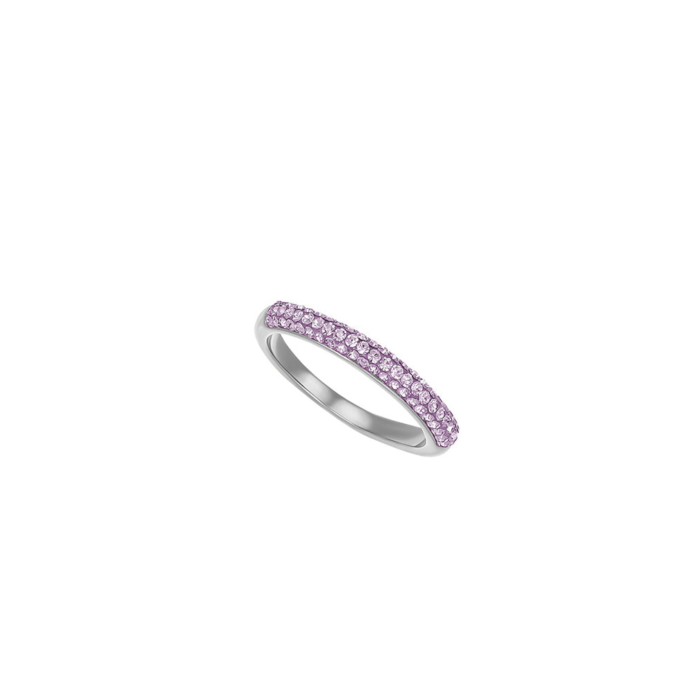 Eleganter Silberring mit funkelnder violeter Pavé-Fassung – stilvoller Damenring für besondere Anlässe