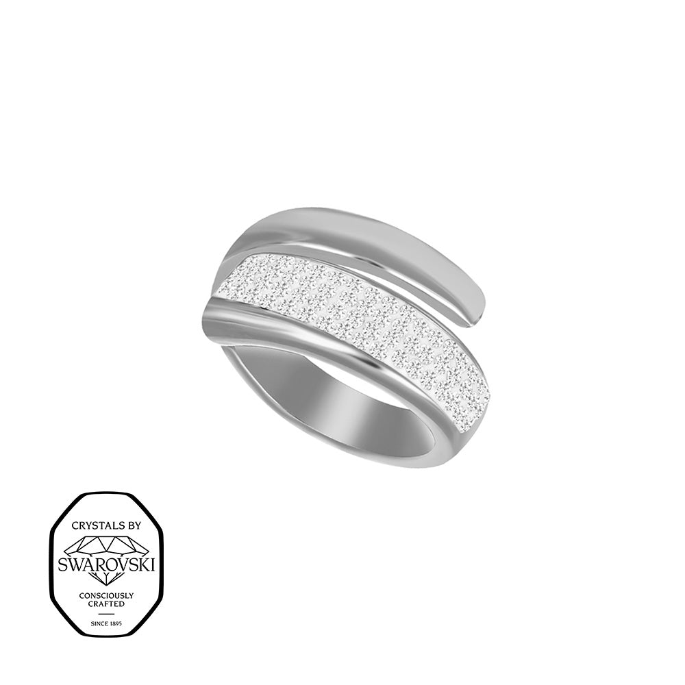 Edelstahlring mit klarer Linienführung, verziert mit funkelnden Swarovski® Kristallen. Elegant, modern und zeitlos.