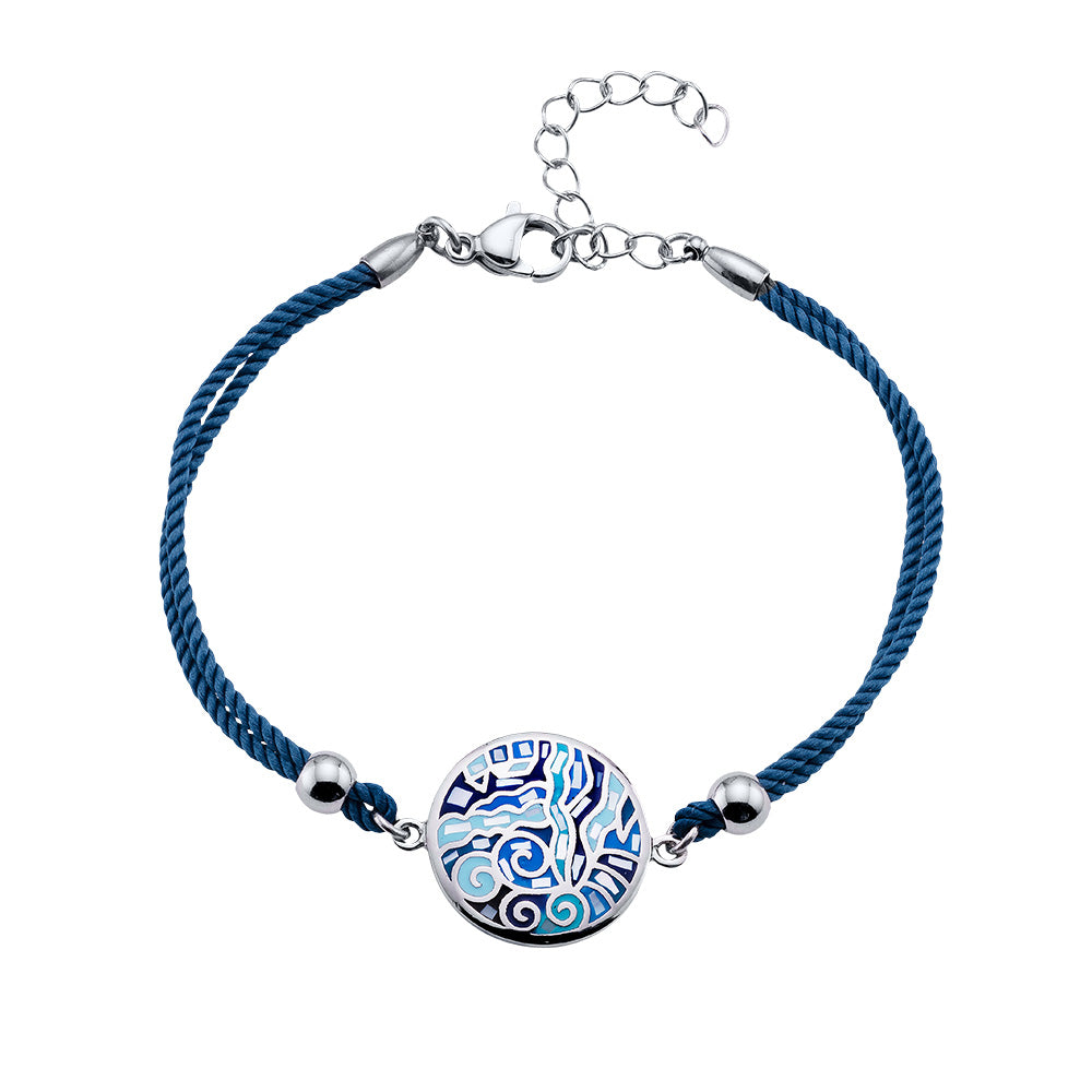 Blaues Armband mit Edelstahl-Elementen und modernem Kunst-Design – hochwertiger Modeschmuck von Crystalp