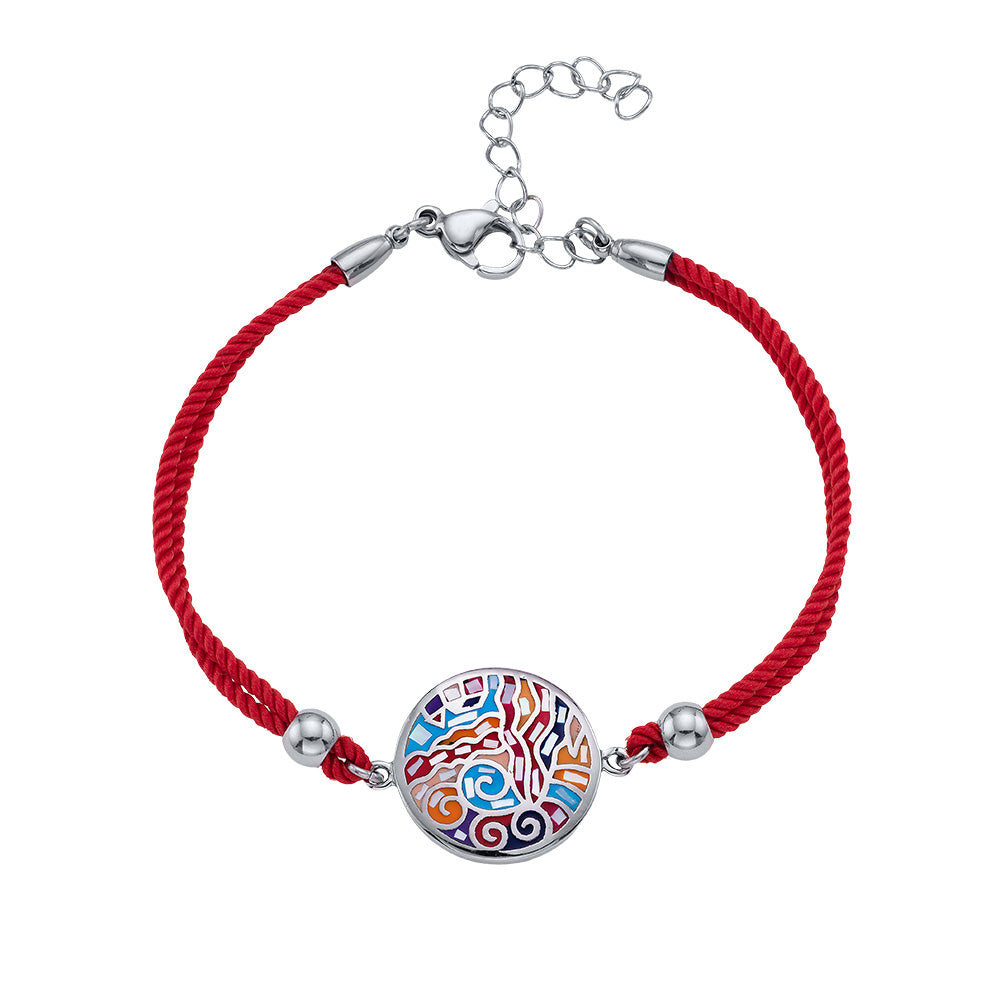 Rotes Armband mit Edelstahl-Elementen und modernem Kunst-Design – hochwertiger Modeschmuck von Crystalp