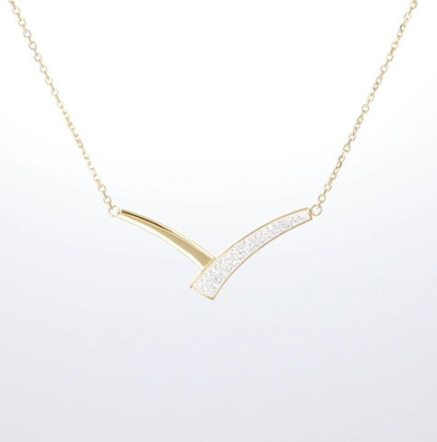 Crystalp Secret Collier aus Edelstahl in Gold, modernes V-Design mit Swarovski® Kristallen verziert