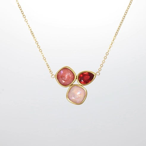 Crystalp Sunkissed Pendant in Gold, Anhänger mit roten und rosafarbenen Swarovski® Kristallen verziert