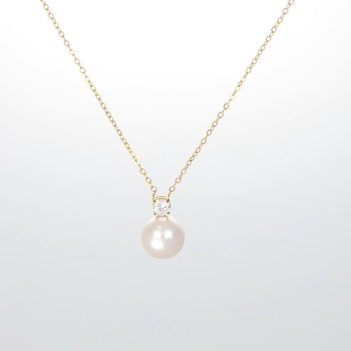 Crystalp Lune Blanche Pearl Pendant aus Edelstahl in Gold mit Perle und Swarovski® Kristallen verziert