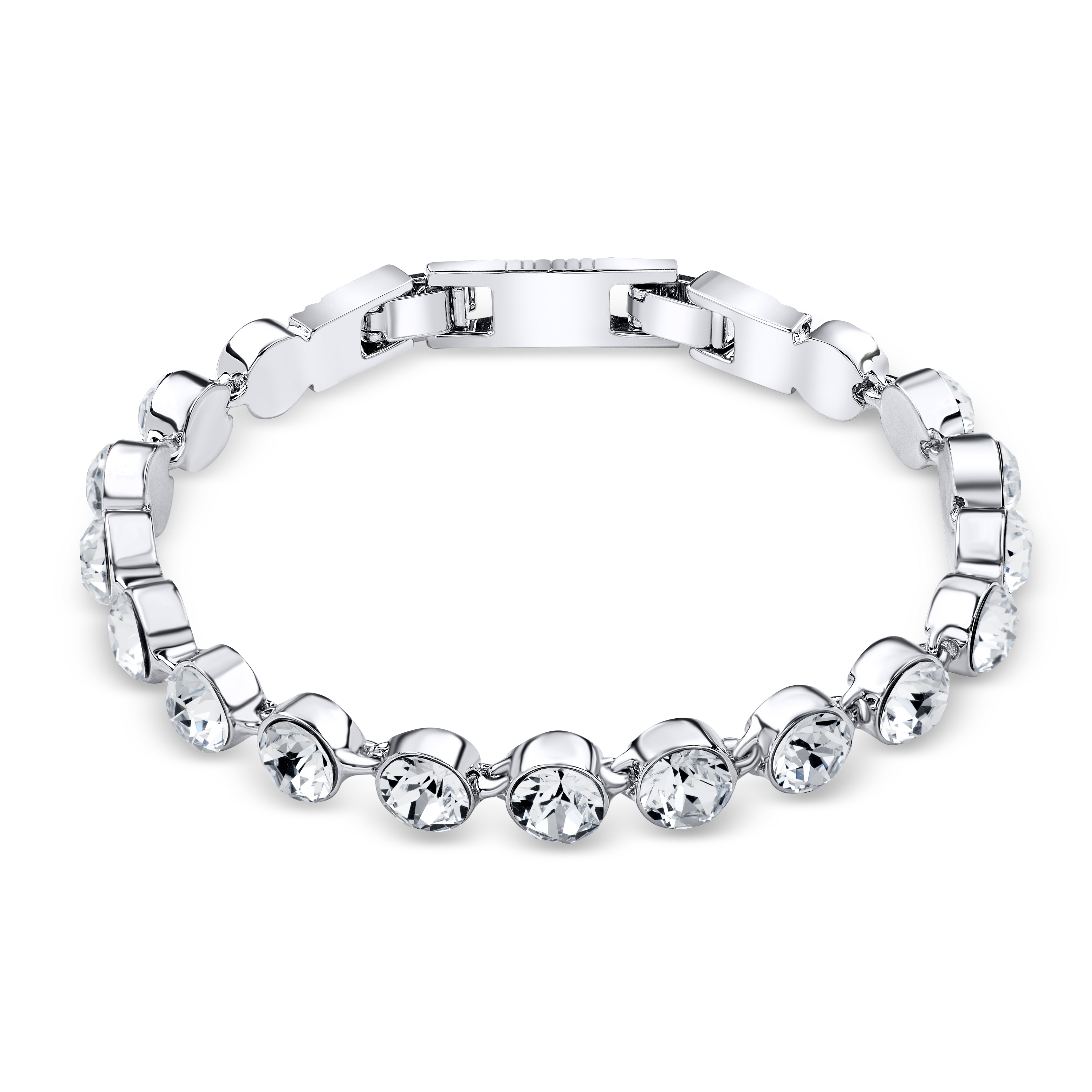 Elegantes Silberarmband mit runden, klaren Kristallen von Crystalp