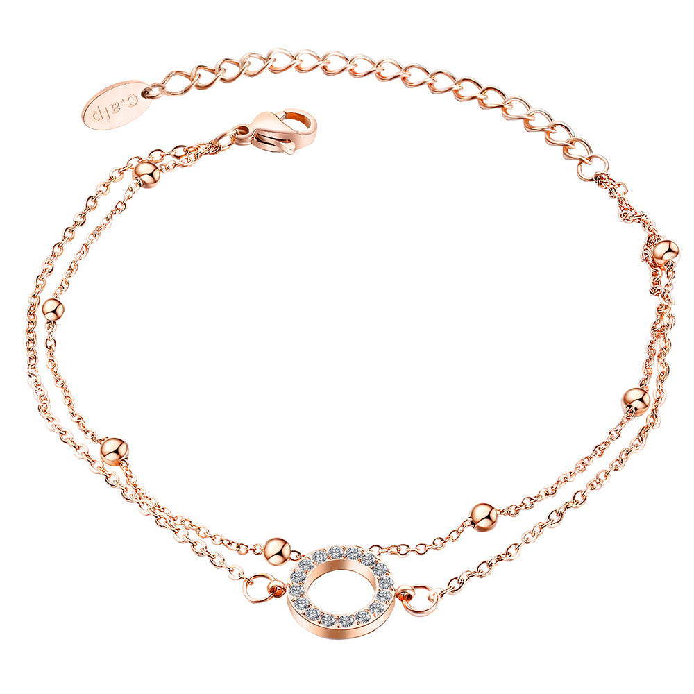 Roségoldfarbenes Armband mit funkelndem Kristall-Kreis von Crystalp.