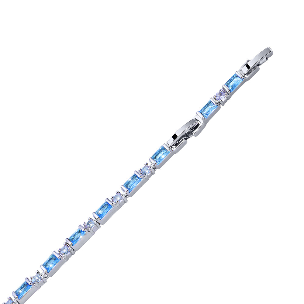 Silberfarbenes Armband mit rechteckigen Kristallen in verschiedenen Farben von Crystalp.