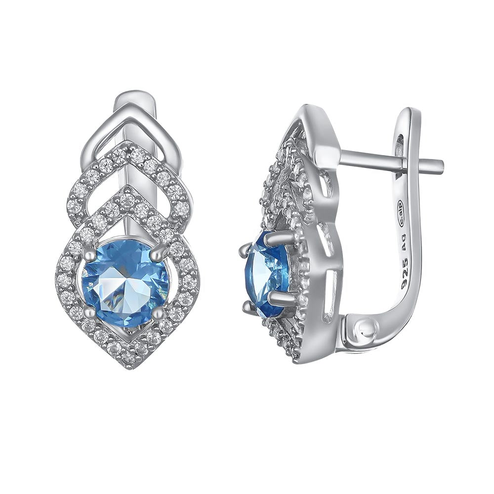 Elegante Ohrstecker mit blauem Kristall und Zirkonia-Fassung
