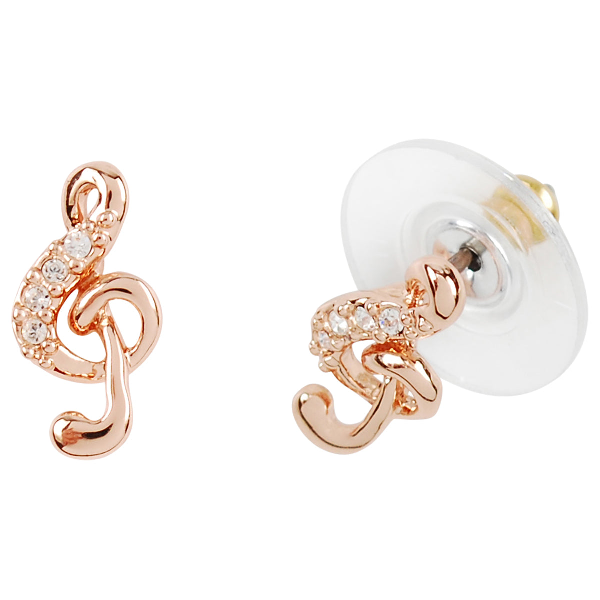 Notenschlüssel Ohrstecker in Roségold mit Swarovski® Kristallen