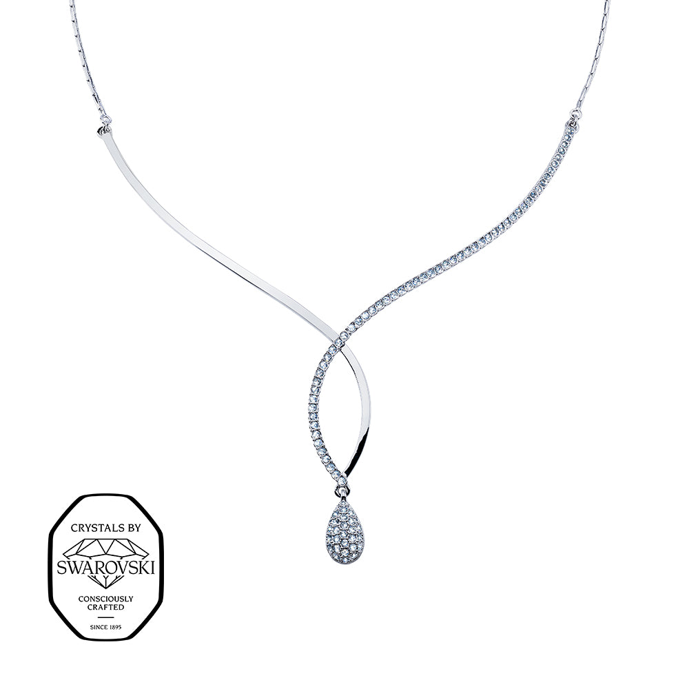 Elegante Silberhalskette mit geschwungenem Design und Swarovski® Kristallen