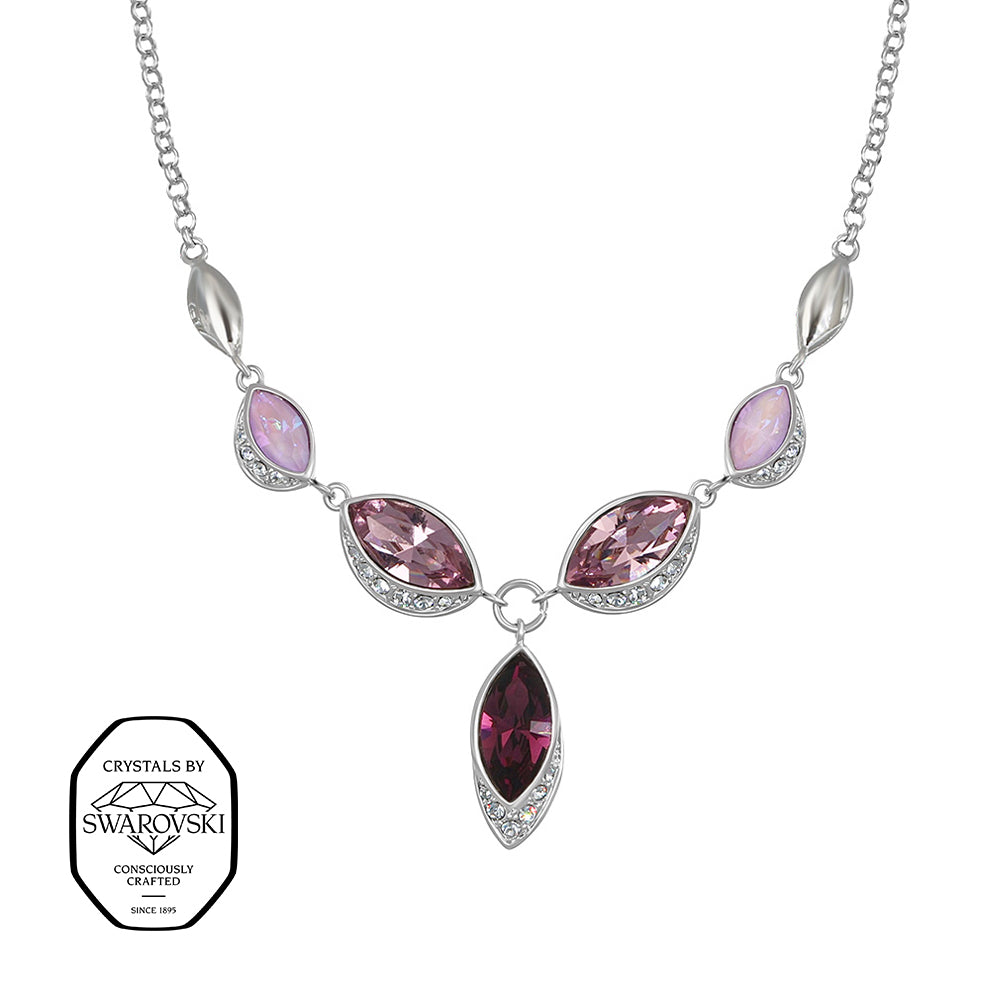 Halskette Silber mit rosafarbenen Swarovski® Kristallen