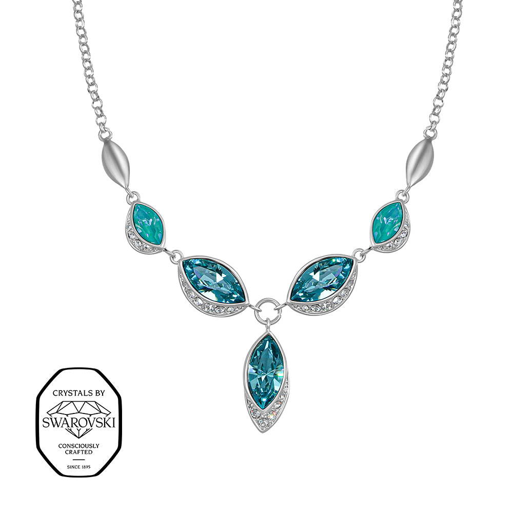 Halskette Silber mit türkisfarbenen Swarovski® Kristallen