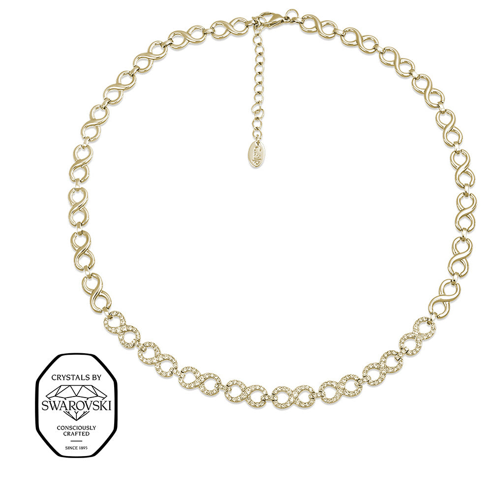 Crystalp Paris Glance Collier aus Edelstahl in Gold, elegante Gliederkette mit Swarovski® Kristallen verziert