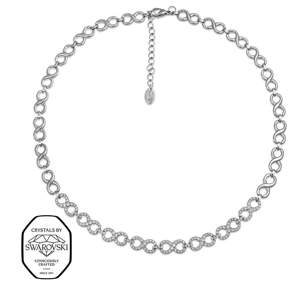 Crystalp Paris Glance Collier aus Edelstahl, Gliederkette mit Swarovski® Kristallen verziert in Silber