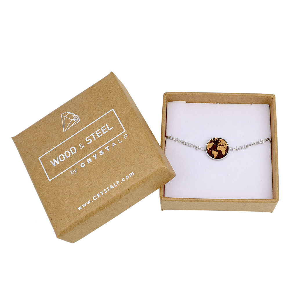 Wooden earth bracelet - crystalpjewelry