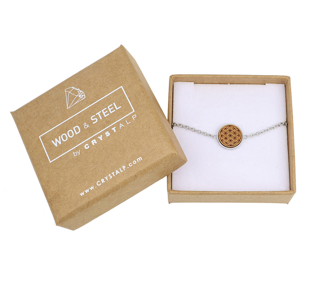 Wooden flower of life bracelet - crystalpjewelry