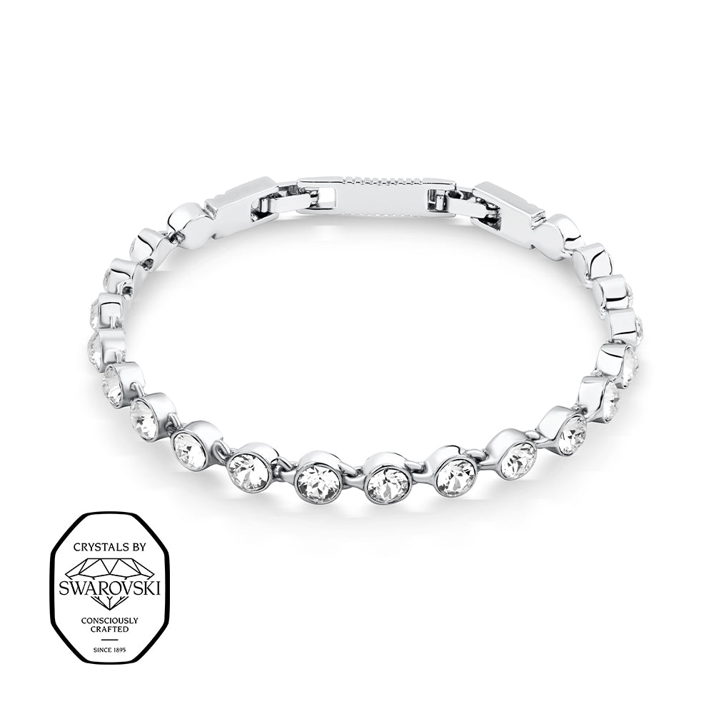 Edelstahlarmband mit Swarovski® Kristallen in klarer Ausführung.