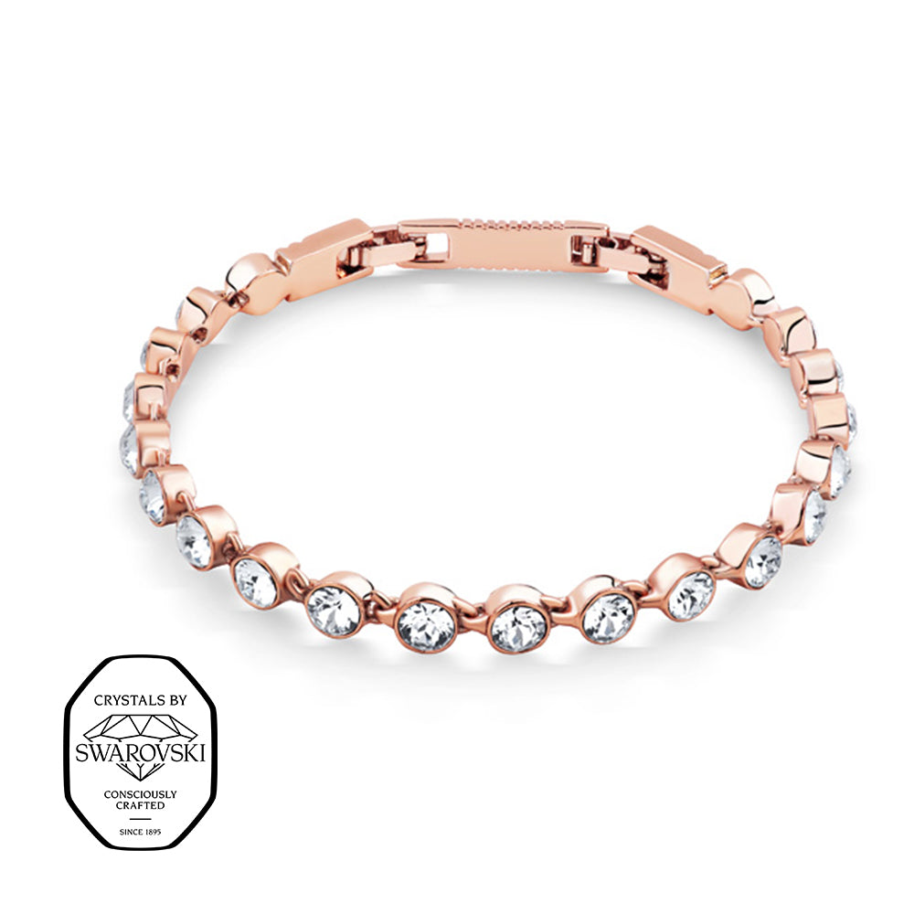 Roségoldenes Edelstahlarmband mit Swarovski® Kristallen in klar.