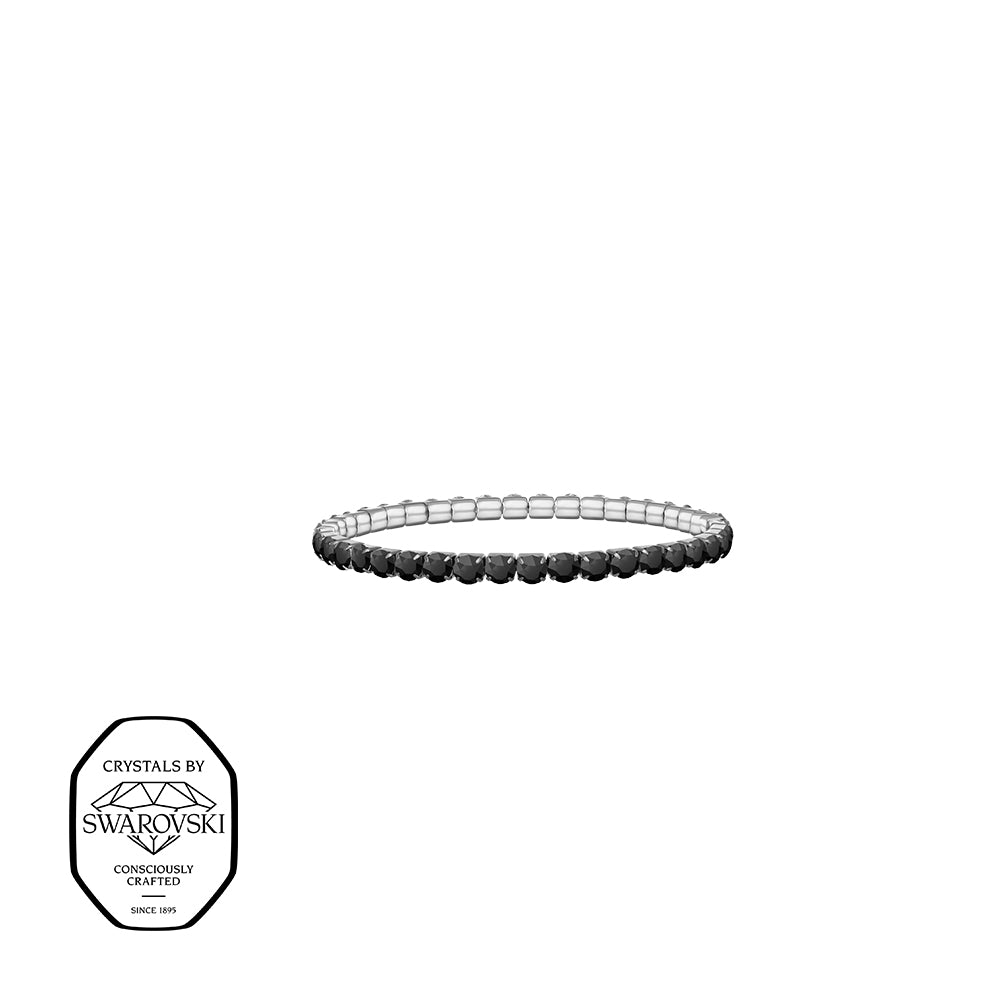Schmales Armband mit schwarzen Swarovski® Kristallen – filigraner hochwertiger Modeschmuck von Crystalp