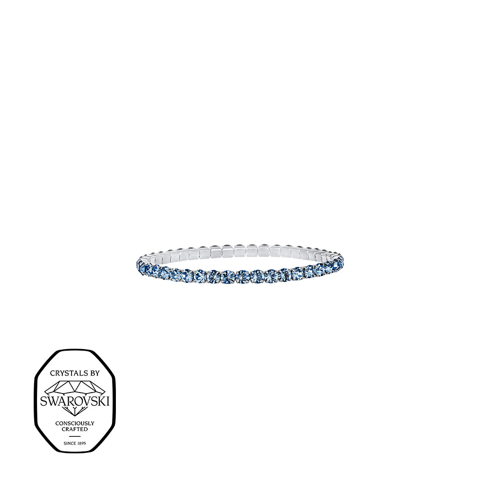 Schmales Armband mit blauen  Swarovski® Kristallen – filigraner hochwertiger Modeschmuck von Crystalp