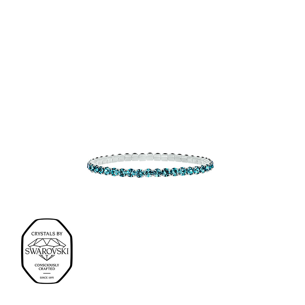 Schmales Armband mit türkisen Swarovski® Kristallen – filigraner hochwertiger Modeschmuck von Crystalp