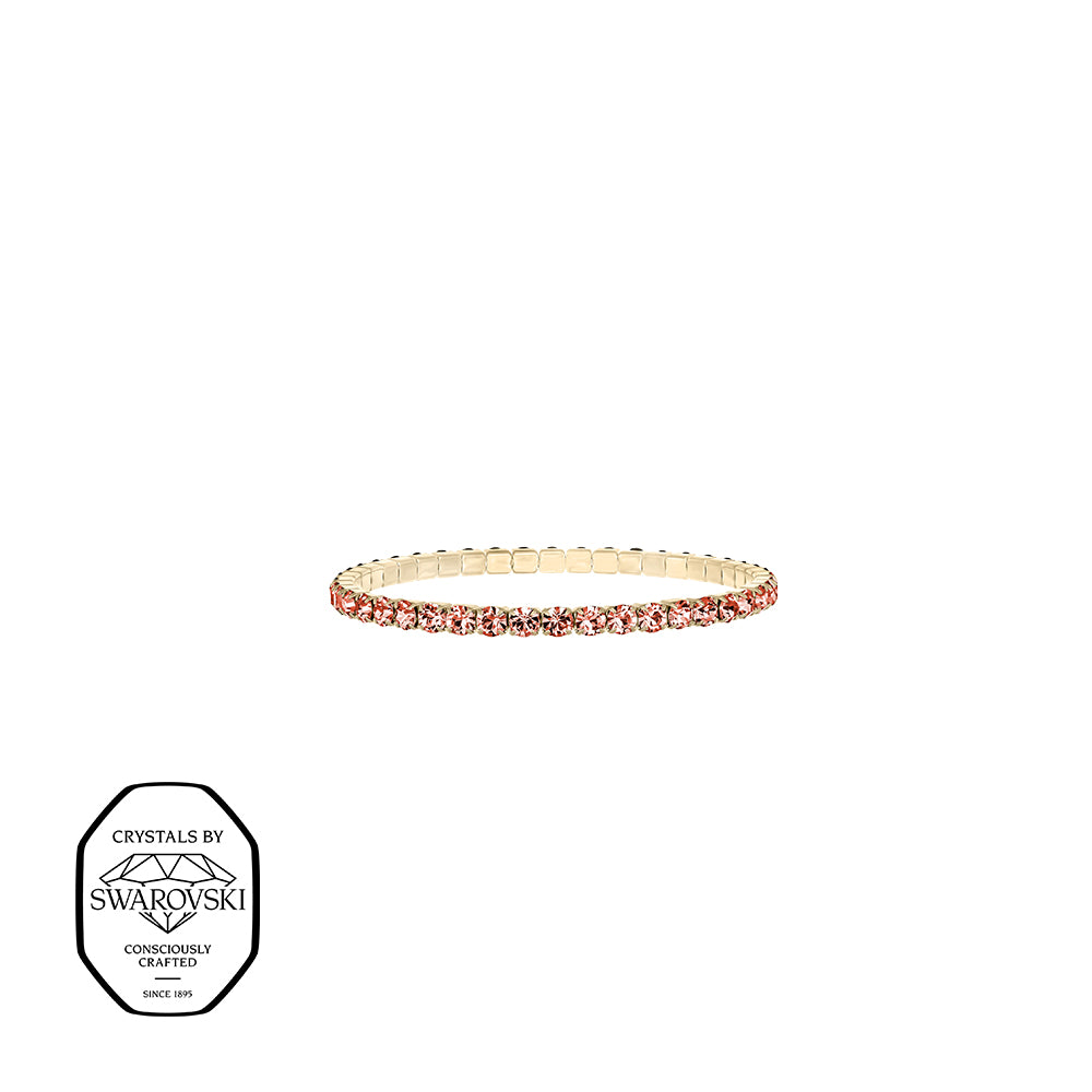 Schmales Armband mit peach  Swarovski® Kristallen – filigraner hochwertiger Modeschmuck von Crystalp