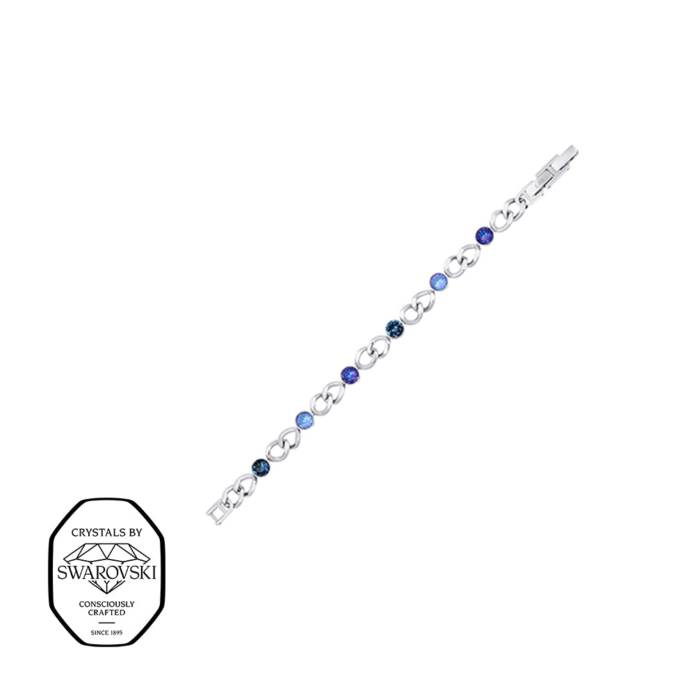 Elegantes Armband mit blauen Swarovski® Kristallen und Silber-Elementen – hochwertiger Modeschmuck von Crystalp