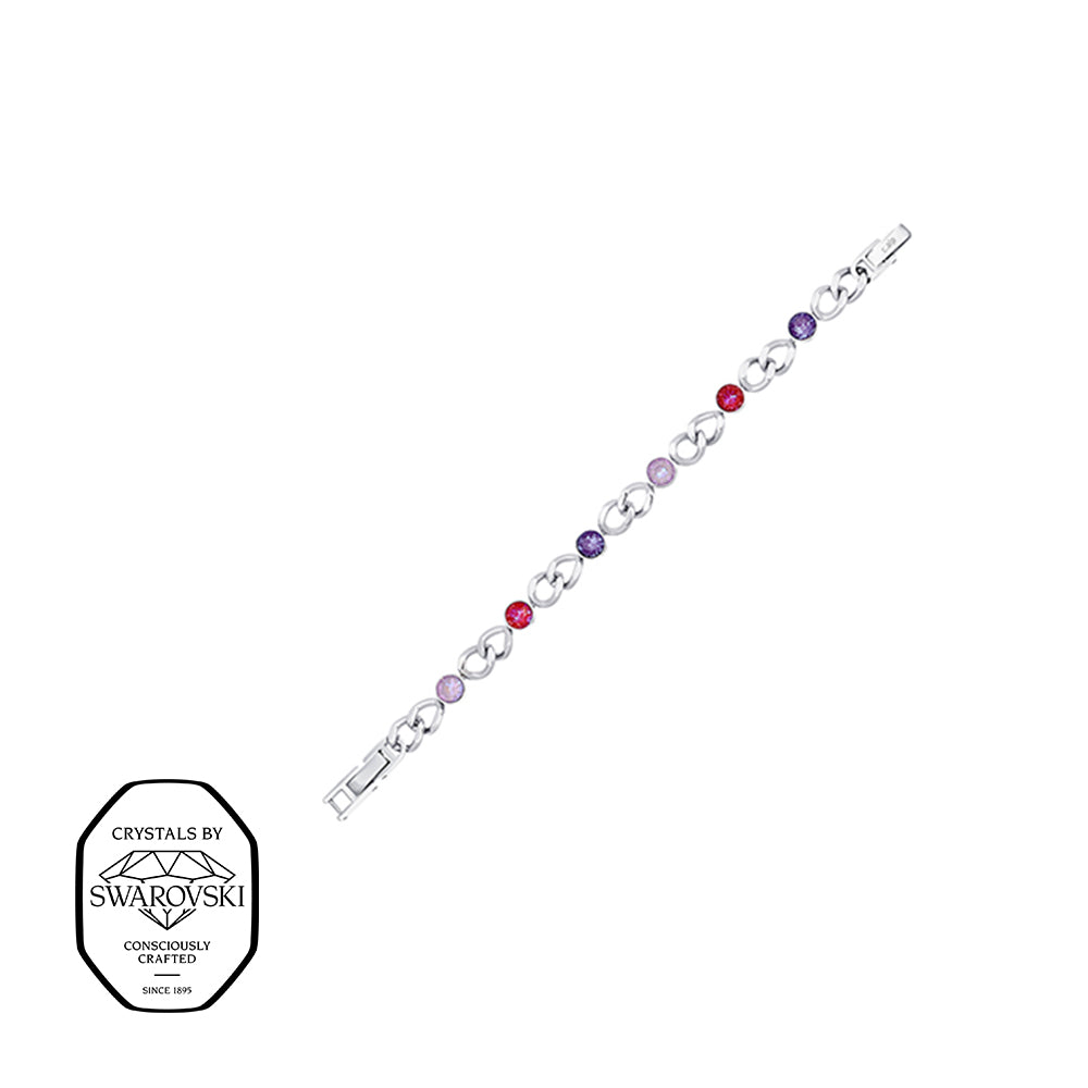 Elegantes Armband mit rosa und lila Swarovski® Kristallen und Silber-Elementen – hochwertiger Modeschmuck von Crystalp