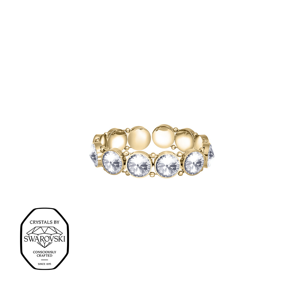 Goldenfarbiges Armband mit runden klaren Kristallen im modernen Design, Marke Crystalp