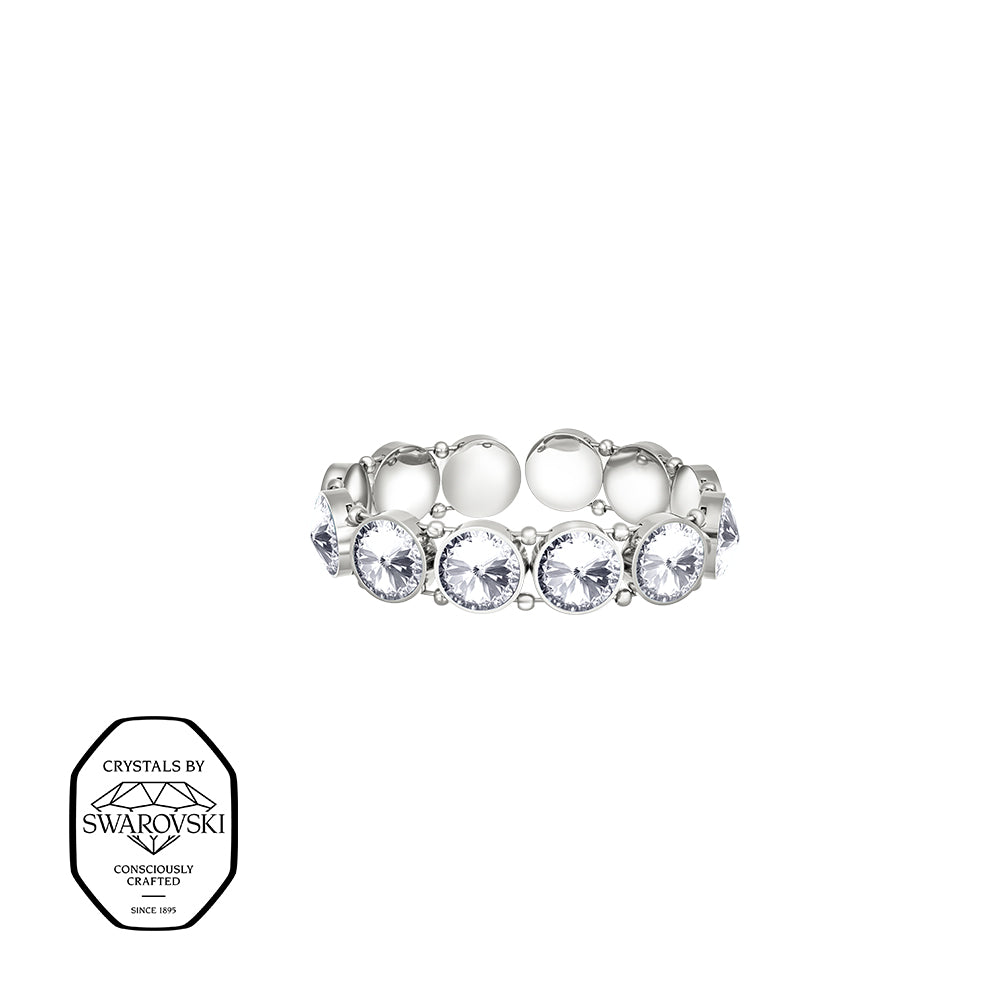 Silberfarbiges Armband mit runden klaren Kristallen im modernen Design, Marke Crystalp