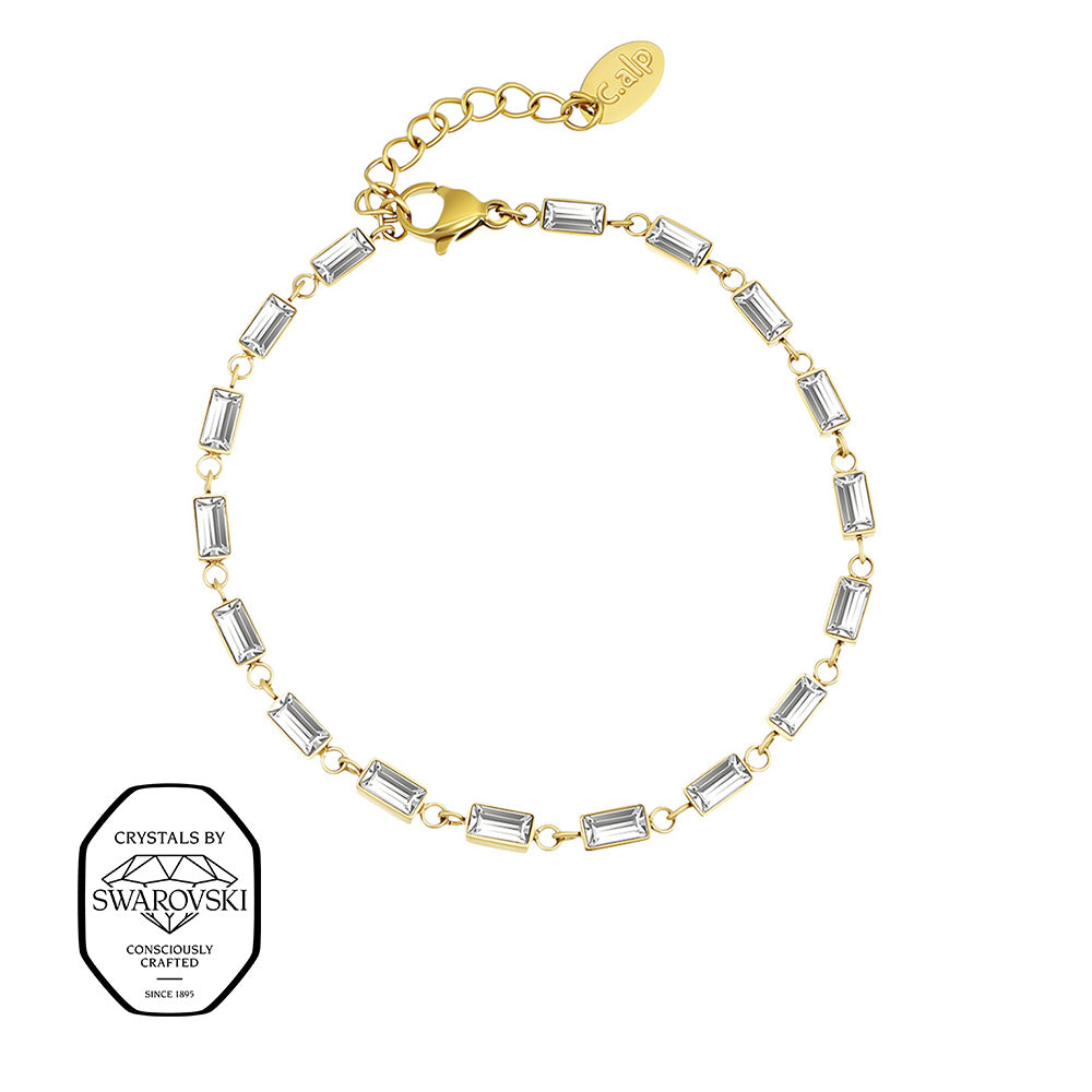 Crystalp Lustre Bracelet aus Edelstahl in Gold, elegantes Armband mit Swarovski® Kristallen verzier