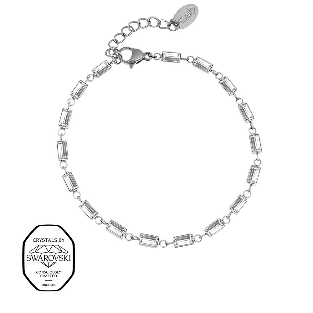 Crystalp Lustre Bracelet aus Edelstahl in Silber, elegantes Armband mit Swarovski® Kristallen verziert