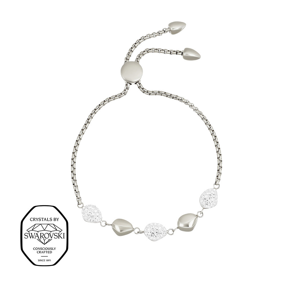 Crystalp Briolette Bracelet aus Edelstahl in Silber, Armband mit Swarovski® Kristallen verziert und Zugverschluss