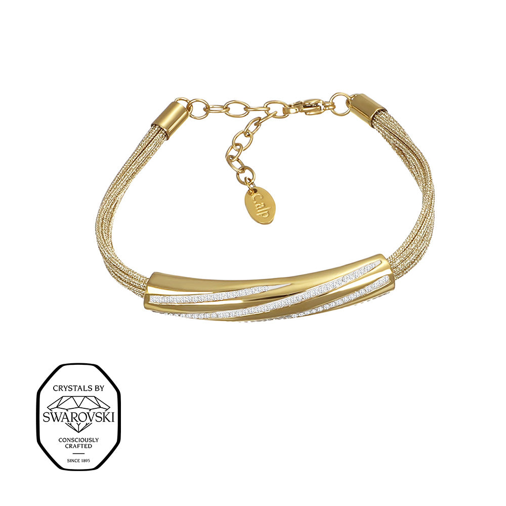 Crystalp Seine Bracelet aus Edelstahl in Gold, elegantes Armband mit Swarovski® Kristallen verziert