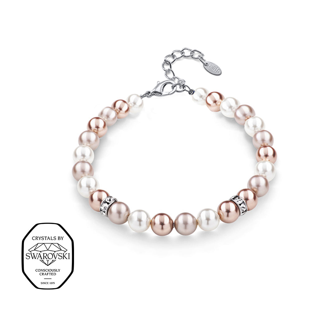 Perlenarmband in Braun, Beige und weiß, Marke Crystalp