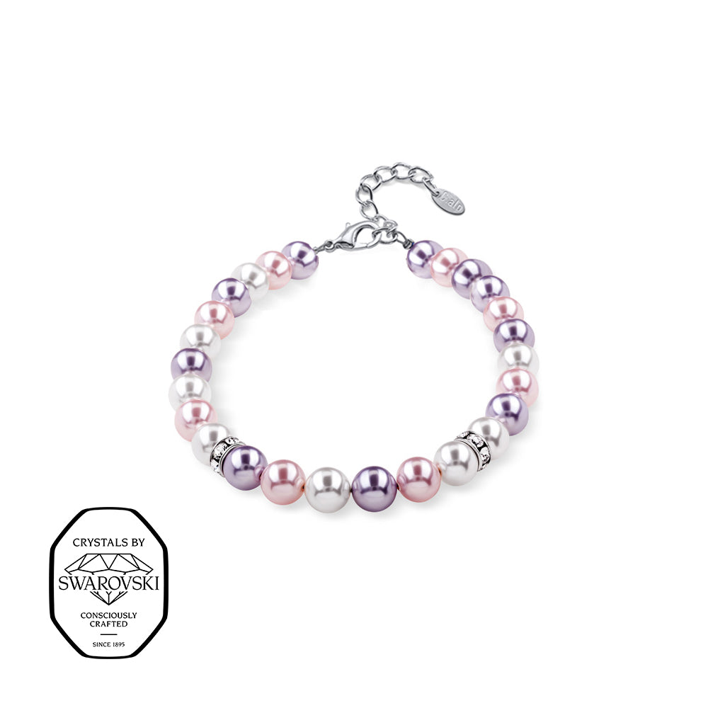 Perlenarmband in Rosa, Weiß und Flieder, Marke Crystalp