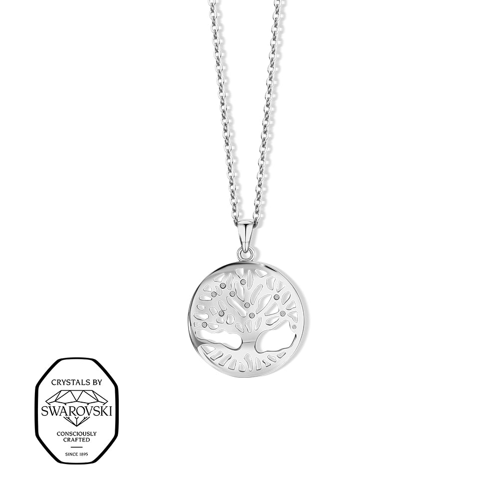 Lebensbaum Kette Silber mit Swarovski® Kristallen.