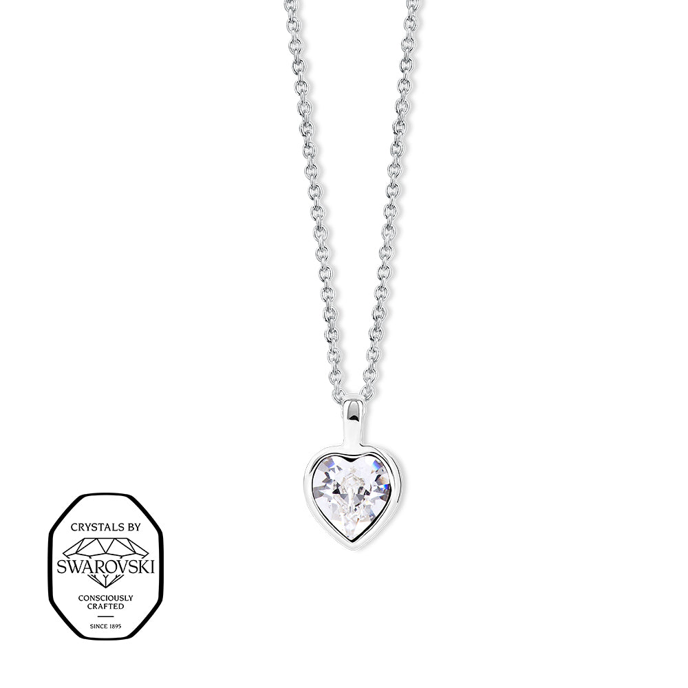 Silberfarbene Halskette mit herzförmigem, transparentem Swarovski® Kristallanhänger