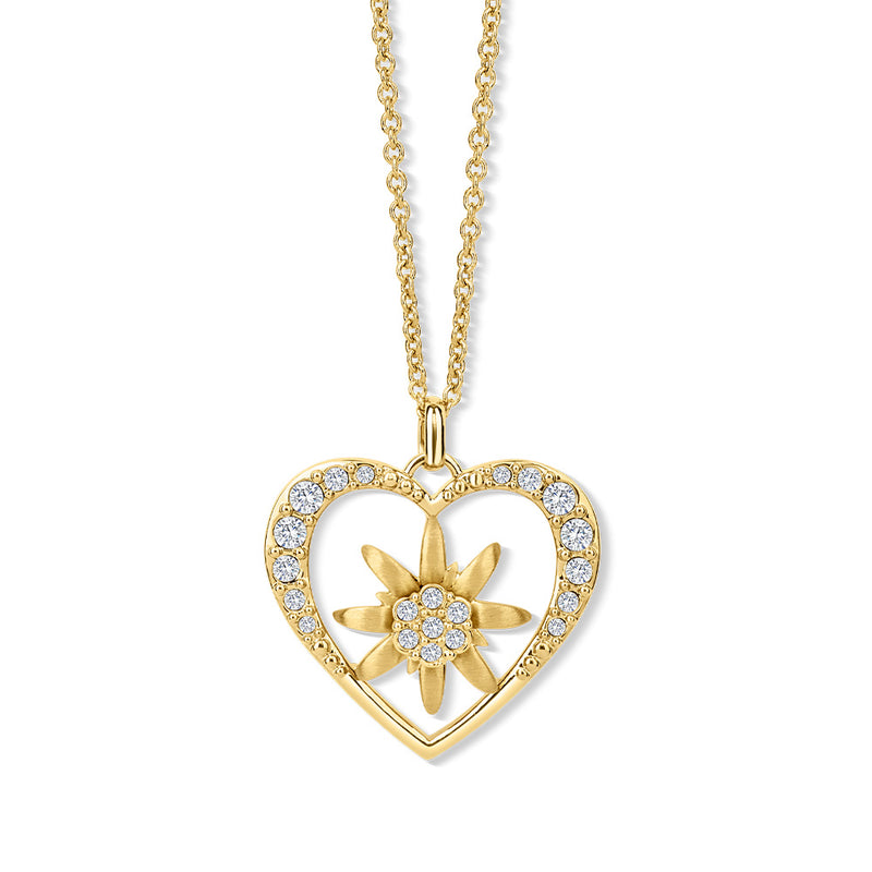 Small Edelweiss Heart pendant with chain