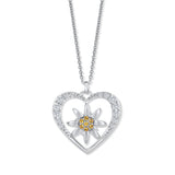 Small Edelweiss Heart pendant with chain