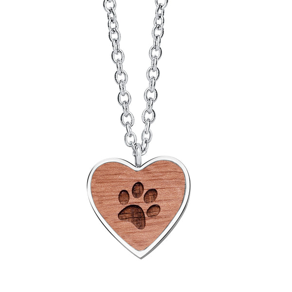 Wooden paw pendant with chain