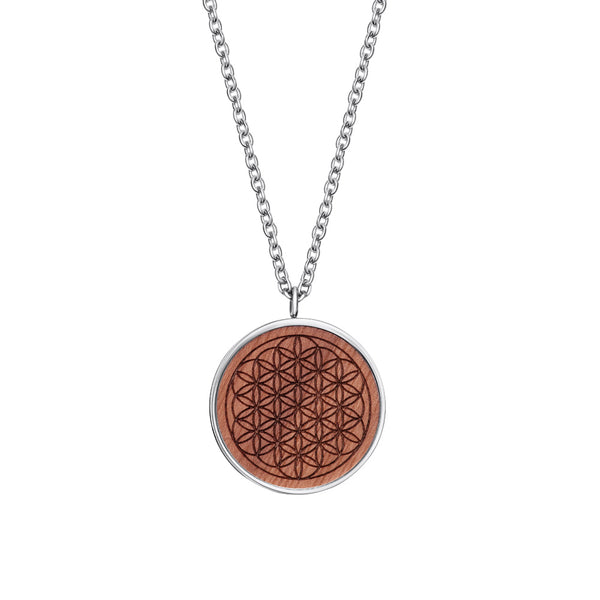 Wooden Flower Of Life pendant with chain
