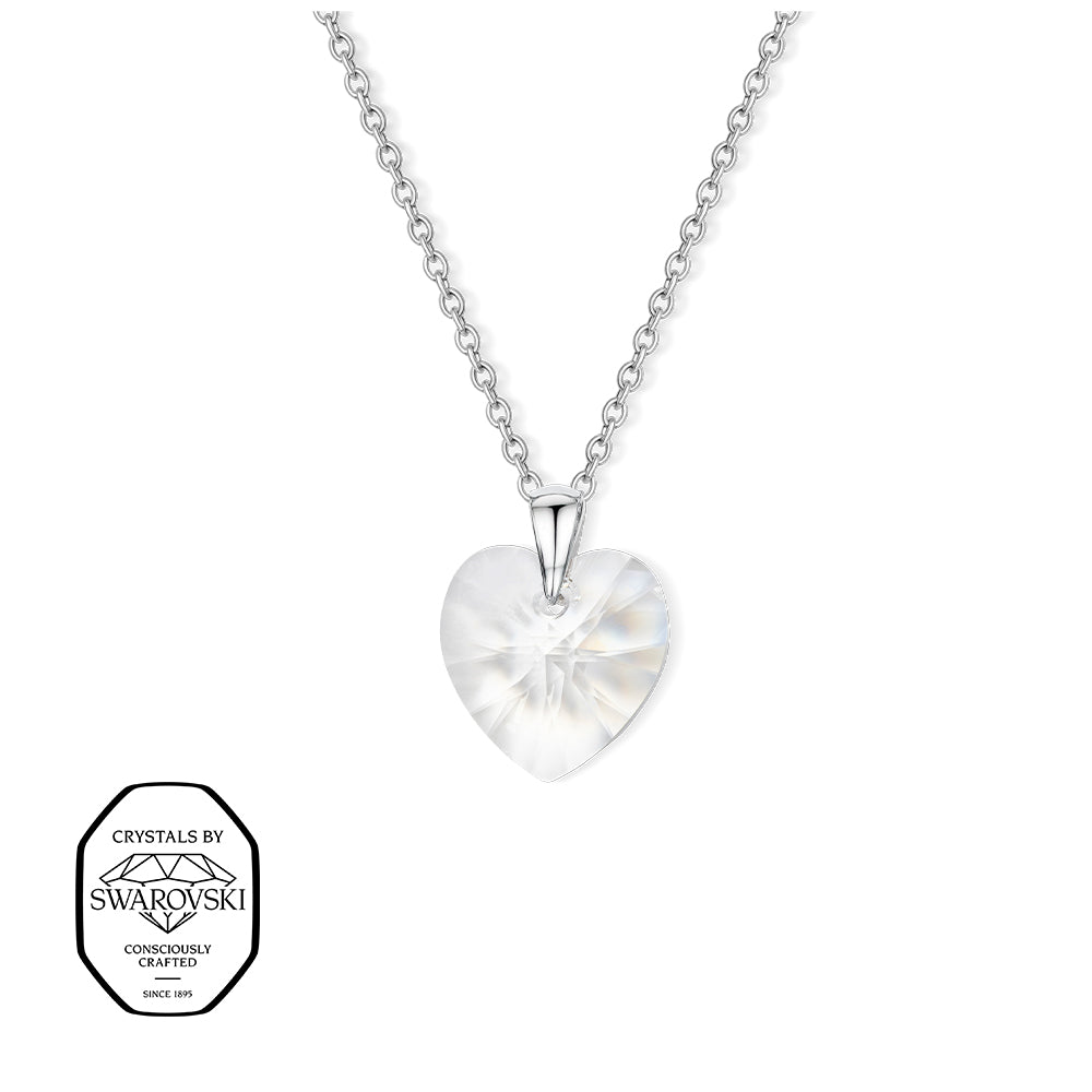 Silberhalskette mit herzförmigem Anhänger aus funkelndem Swarovski® Kristall.