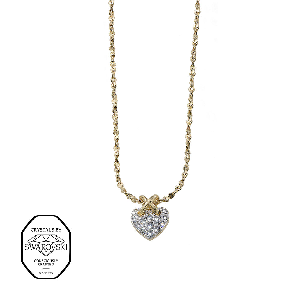 Goldfarbene Halskette mit herzförmigem Anhänger, besetzt mit funkelnden Swarovski® Kristallen