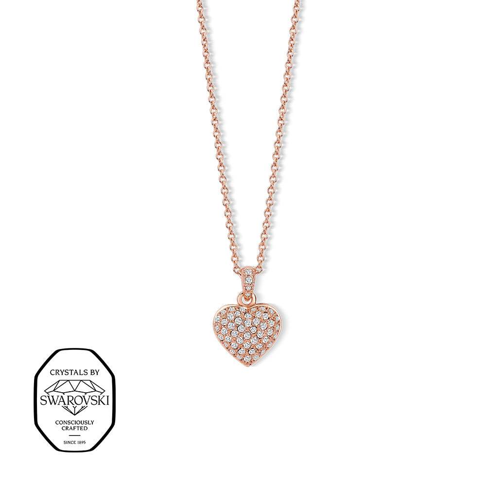 Roségoldene Herz Halskette mit funkelnden Swarovski® Kristallen, romantischer Anhänger an feiner Kette.