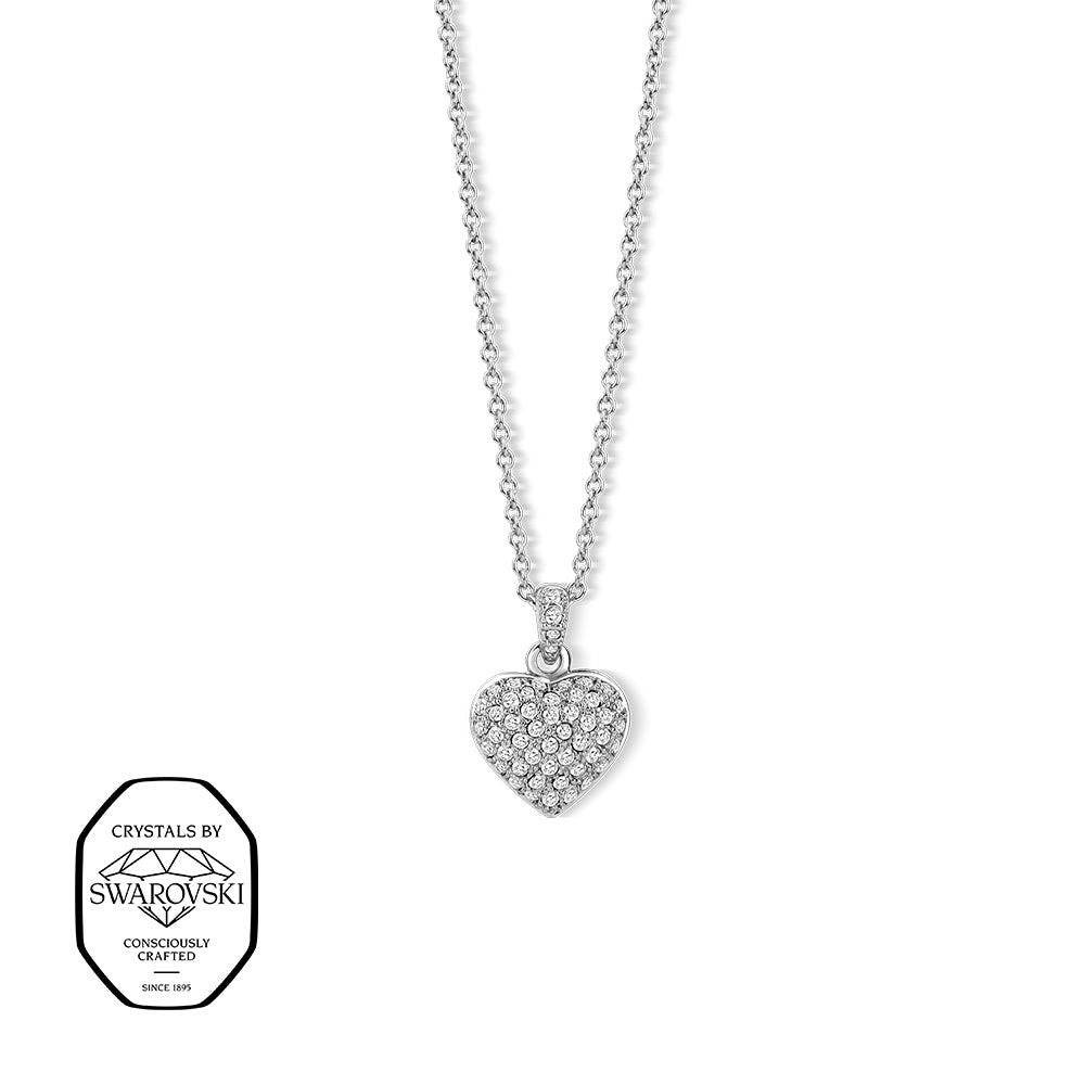 Silberne Herz Halskette mit funkelnden Swarovski® Kristallen, eleganter Anhänger an feiner Kette.