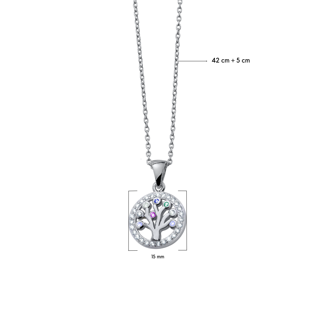 Chakra Tree Of Life Silver Pendant