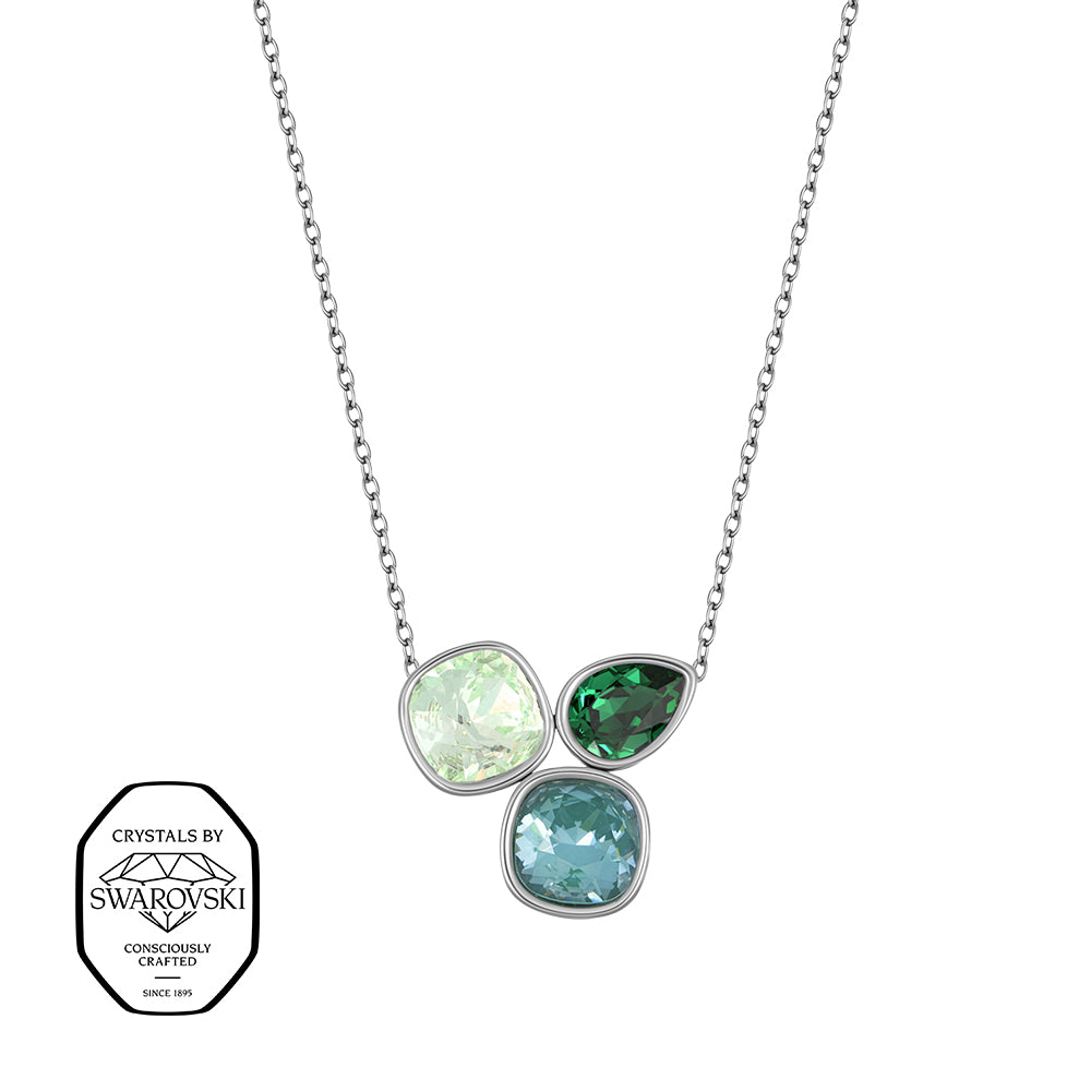Crystalp Sunkissed Pendant in Silber, Anhänger mit grünen und blauen Swarovski® Kristallen verziert