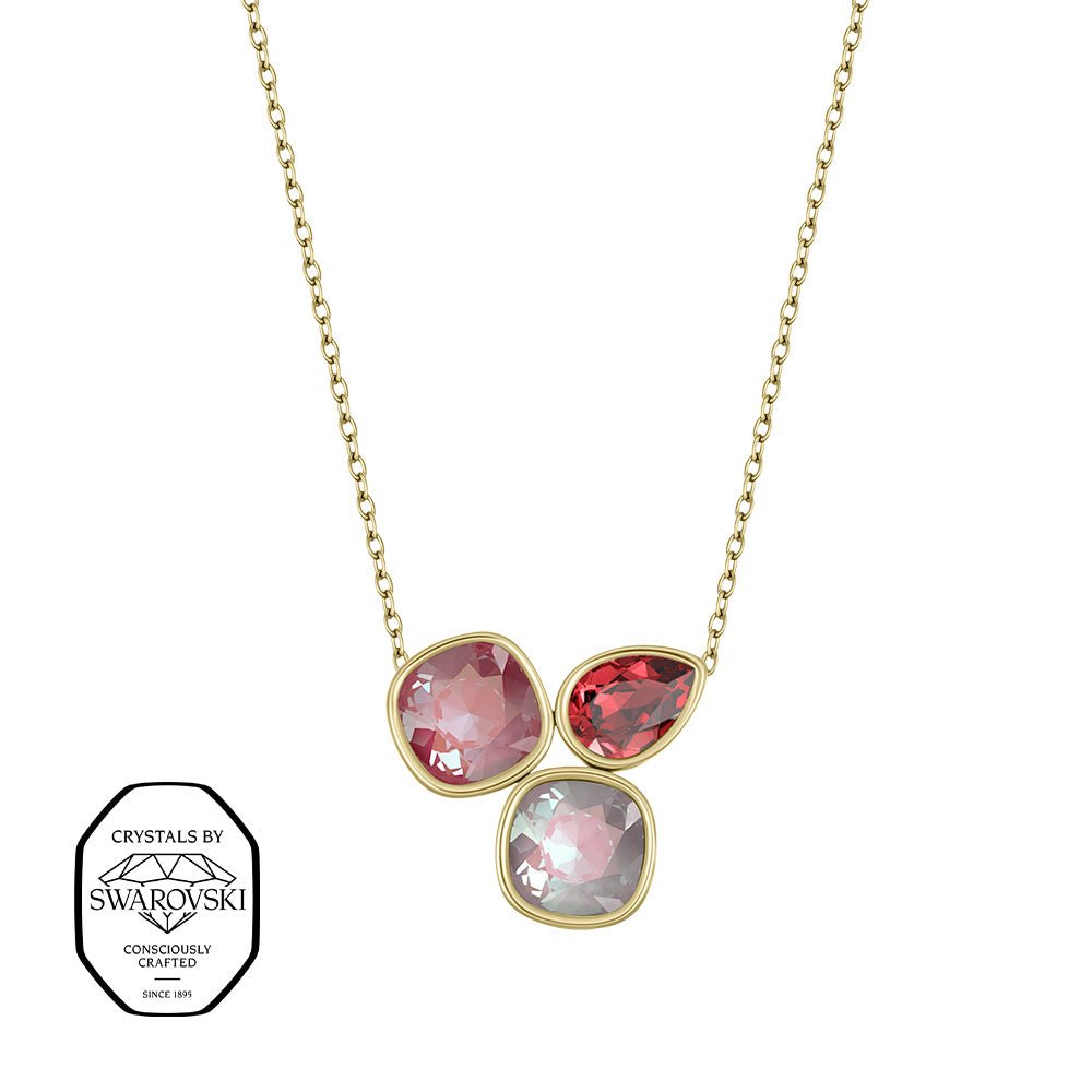 Crystalp Sunkissed Pendant in Gold, Anhänger mit roten und rosafarbenen Swarovski® Kristallen verziert