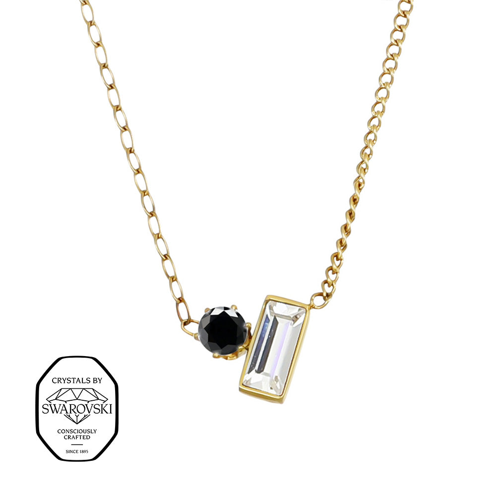 Crystalp Lustre Brill Pendant aus Edelstahl in Gold, Anhänger mit Swarovski® Kristallen verziert im Kontrast-Design