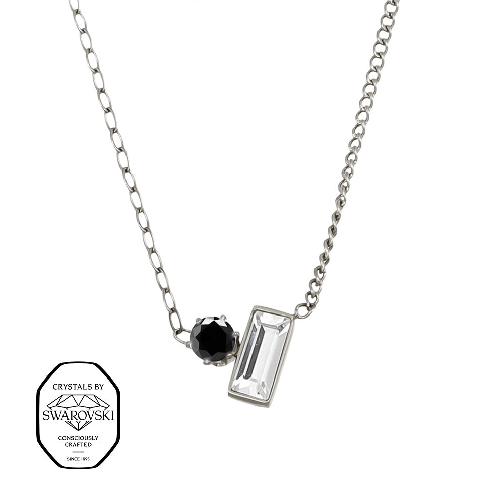 Crystalp Lustre Brill Pendant aus Edelstahl in Silber, Anhänger mit Swarovski® Kristallen verziert im Kontrast-Design